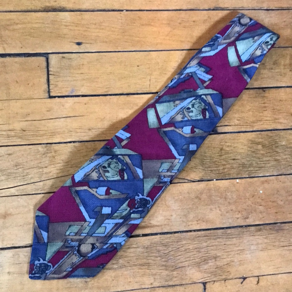 J. Garcia Artistic Tie - Burgundy‎ and Blue